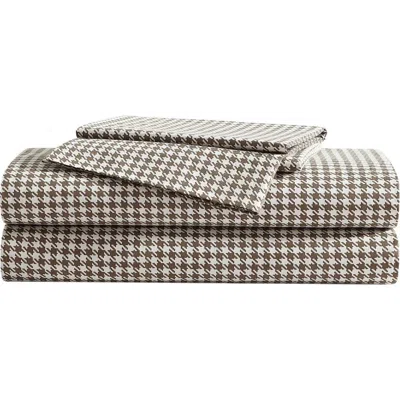 Eddie Bauer Harrison Houndstooth Cotton Percale Sheet Set In Brown