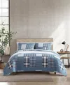 Eddie Bauer Hawthorne Reversible 3 Piece Quilt Set, Full/queen In Spring White,blue,purple