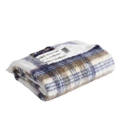 Eddie Bauer Hearthstone Plaid Faux Mohair Green Throw Blanket In Beige