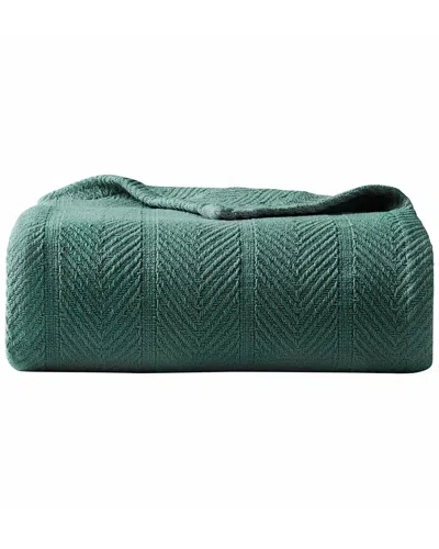 Eddie Bauer Herringbone Cotton Green Blanket