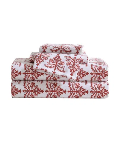 Eddie Bauer Holiday Cotton Flannel 4 Pc. Sheet Set, Queen In Jolly Trees