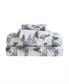 Eddie Bauer Holiday Cotton Flannel 4 Pc. Sheet Set, Queen In Snowy Pine Trees