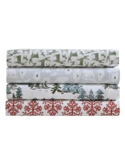 Eddie Bauer Holiday Cotton Flannel Sheet Set In Deer Camp