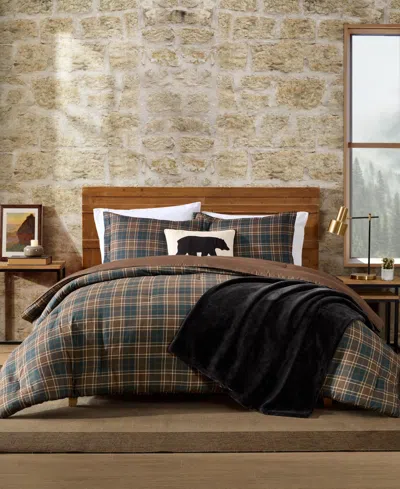 Eddie Bauer Huntley Plaid Microfiber 3-pc. Comforter Set, King In Brown