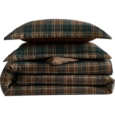 Eddie Bauer Huntley Plaid Reversible Microfiber Comforter Set In Green