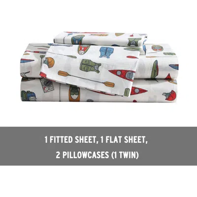 Eddie Bauer Kayak Adventure Cotton Sheet Set In White