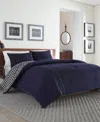 Eddie Bauer Kingston Cotton Reversible 3 Piece Comforter Set, Full/queen In Blue