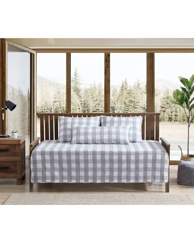 Eddie Bauer Lakehouse Plaid 100% Cotton Quilted Daybed Cover Set In Grey