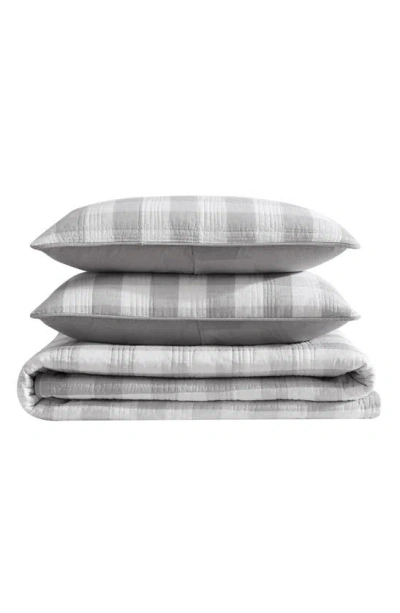 Eddie Bauer Lakehouse Plaid Cotton Quilt 3-piece Set In Grey