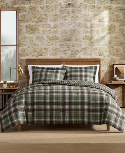 Eddie Bauer Lakeshore Plaid Microfiber 2-piece Comforter Set, Twin In Green