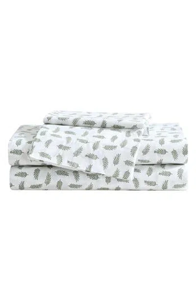 Eddie Bauer Laurel Leaves 200 Thread Count Cotton Percale Twin Sheet Set In Green
