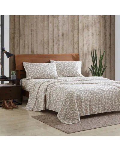 Eddie Bauer Little Creek Pine Cone Flannel Sheet Set In Brown