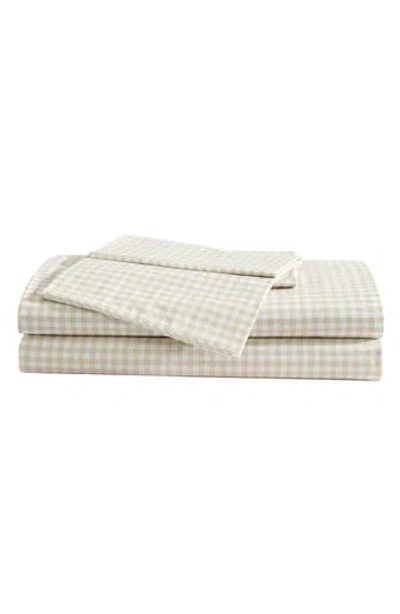 Eddie Bauer Little Gingham 200 Thread Count Cotton Percale Twin Sheet Set In Neutral