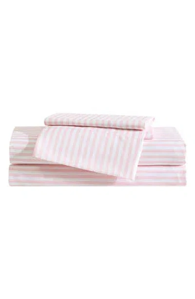 Eddie Bauer Little Stripe Microfiber Sheet Set In Light Pink/white