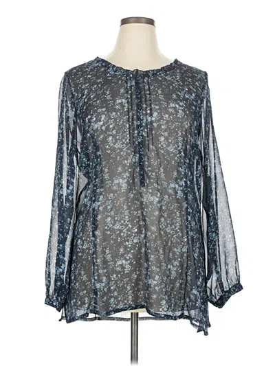 Pre-owned Eddie Bauer Long Sleeve Blouse In Blue