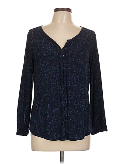 Pre-owned Eddie Bauer Long Sleeve Blouse In Blue
