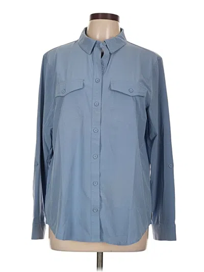 Pre-owned Eddie Bauer Long Sleeve Blouse In Blue