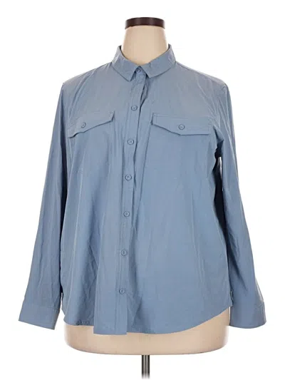 Pre-owned Eddie Bauer Long Sleeve Blouse In Blue