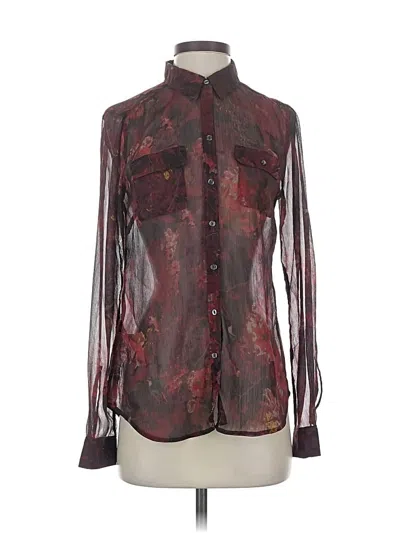 Pre-owned Eddie Bauer Long Sleeve Blouse In Burgundy