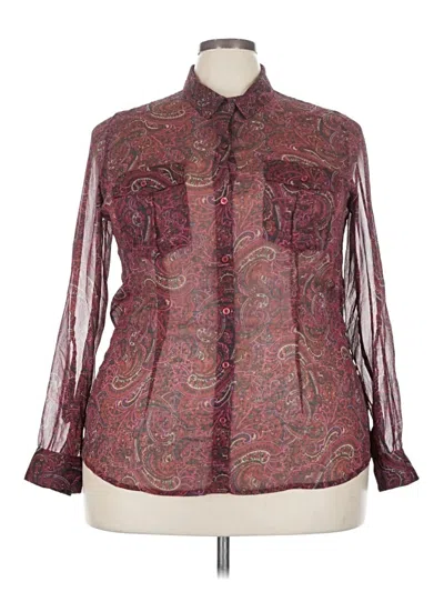 Pre-owned Eddie Bauer Long Sleeve Blouse In Burgundy