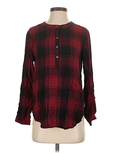 Pre-owned Eddie Bauer Long Sleeve Blouse In Burgundy