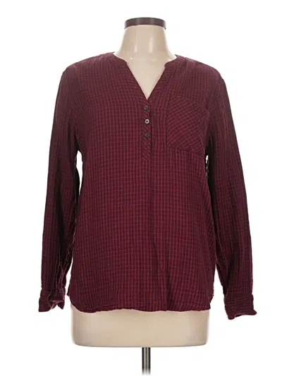 Pre-owned Eddie Bauer Long Sleeve Blouse In Burgundy