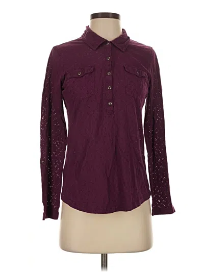 Pre-owned Eddie Bauer Long Sleeve Blouse In Burgundy