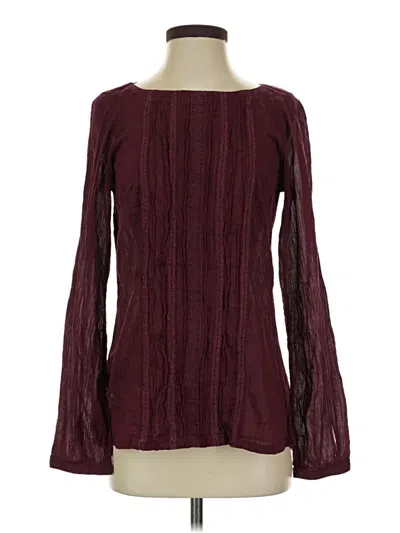 Pre-owned Eddie Bauer Long Sleeve Blouse In Burgundy