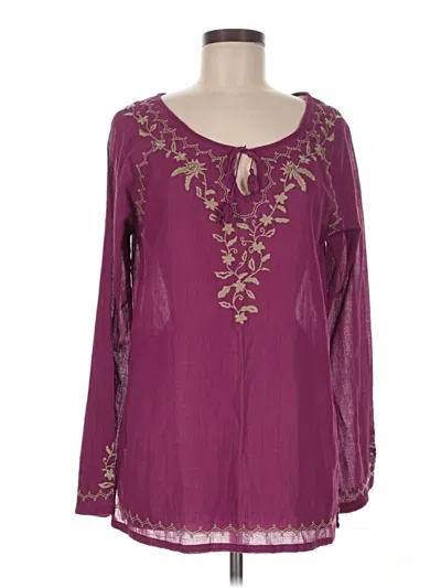 Pre-owned Eddie Bauer Long Sleeve Blouse In Burgundy