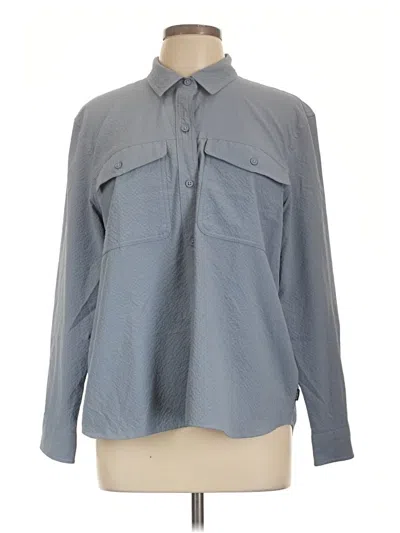 Pre-owned Eddie Bauer Long Sleeve Blouse In Gray