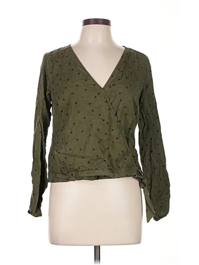 Pre-owned Eddie Bauer Long Sleeve Blouse In Green