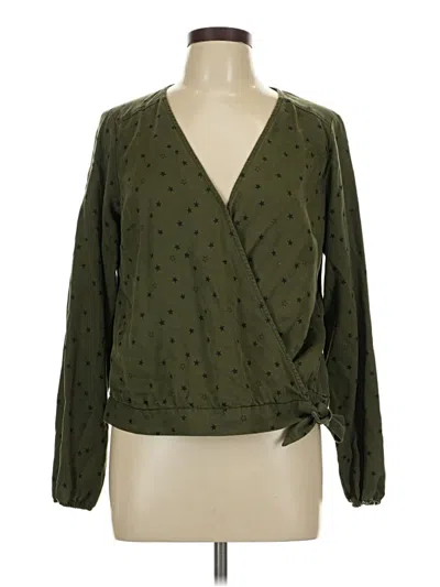 Pre-owned Eddie Bauer Long Sleeve Blouse In Green