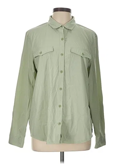 Pre-owned Eddie Bauer Long Sleeve Blouse In Green