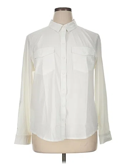 Pre-owned Eddie Bauer Long Sleeve Blouse In Ivory