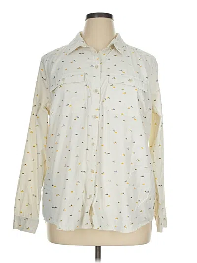 Pre-owned Eddie Bauer Long Sleeve Blouse In Ivory