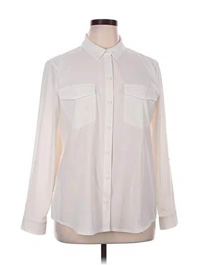 Pre-owned Eddie Bauer Long Sleeve Blouse In Ivory