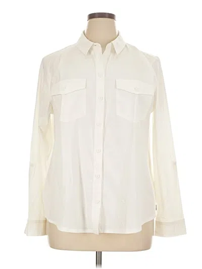 Pre-owned Eddie Bauer Long Sleeve Blouse In Ivory