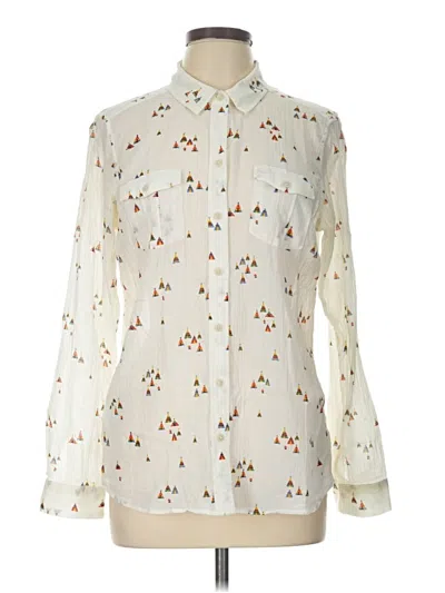 Pre-owned Eddie Bauer Long Sleeve Blouse In Ivory