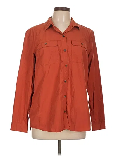 Pre-owned Eddie Bauer Long Sleeve Blouse In Orange