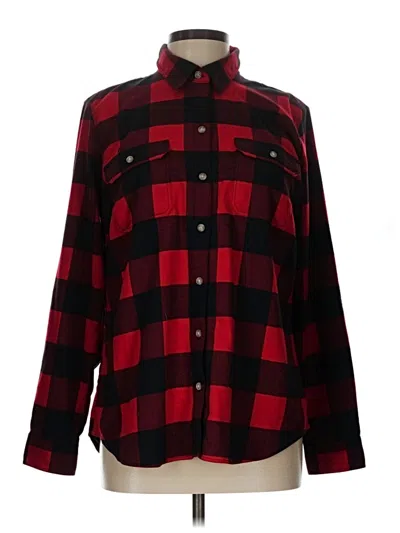 Pre-owned Eddie Bauer Long Sleeve Blouse In Red
