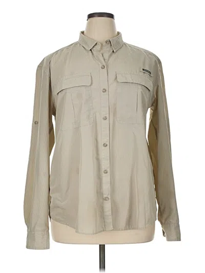 Pre-owned Eddie Bauer Long Sleeve Blouse In Tan