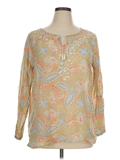 Pre-owned Eddie Bauer Long Sleeve Blouse In Tan