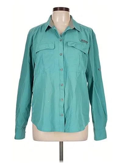 Pre-owned Eddie Bauer Long Sleeve Blouse In Teal