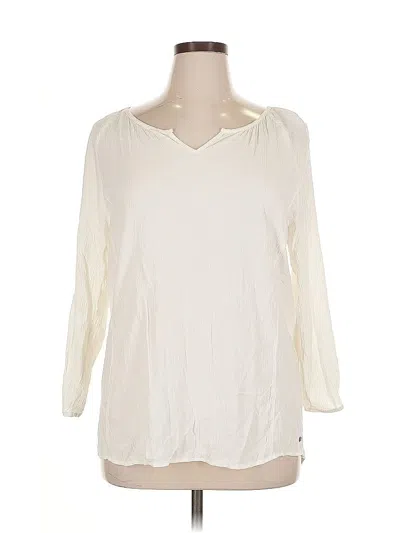 Pre-owned Eddie Bauer Long Sleeve Blouse In White