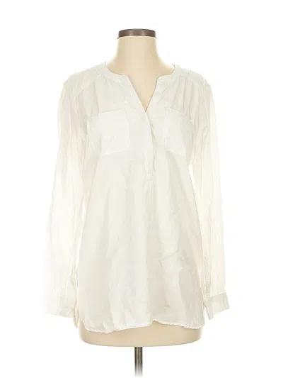 Pre-owned Eddie Bauer Long Sleeve Blouse In White