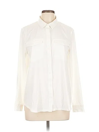 Pre-owned Eddie Bauer Long Sleeve Blouse In White