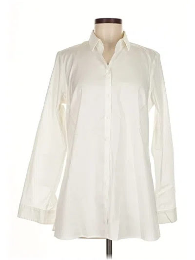 Pre-owned Eddie Bauer Long Sleeve Blouse In White
