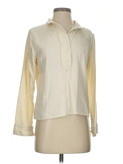 Pre-owned Eddie Bauer Long Sleeve Blouse In White