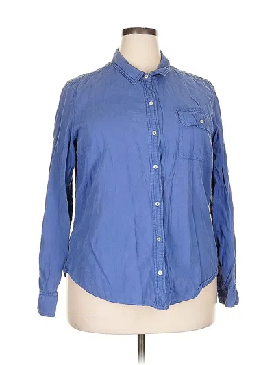 Pre-owned Eddie Bauer Long Sleeve Button Down Shirt In Blue