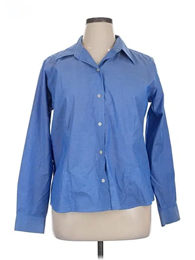 Pre-owned Eddie Bauer Long Sleeve Button Down Shirt In Blue